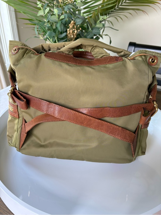 Tory Burch Olive Green Nylon Backpack with Brown Trim and Gold Hardware main image 8
